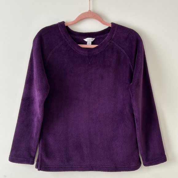 Charter Club Purple Plush Fleece Crewneck Top - Picture 1 of 16